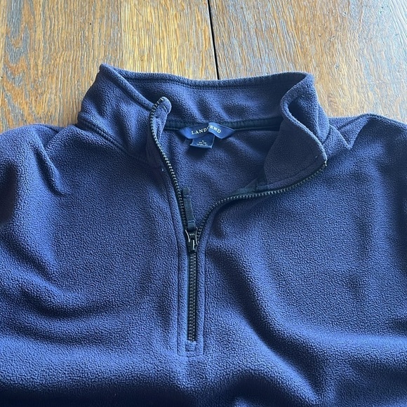 Lands End Micro Fleece Pullover 3/4 Zipper Size Lg 14-16 Navy Blue Long Sleeve - Picture 5 of 12